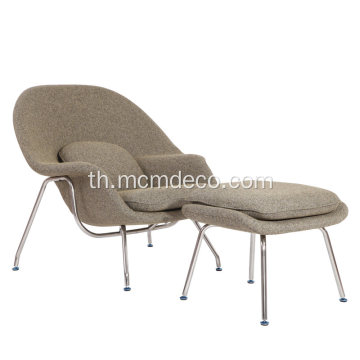 Saarinen Womb Chair &amp; Ottoman ในผ้าขนสัตว์แคชเมียร์